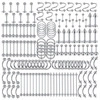 Bulk set of 150 silver stainless steel body piercing studs with balls and cones - Mixed Style Large Collection