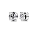 Lot de boucles d'oreilles magnétiques argentées avec zircone cubique ronde et sertissage à griffes - Argent Rond Magnétique