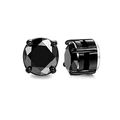 Minimalist black round-cut gemstone magnetic stud earrings with 4-prong setting - Round Black Zirconia Style (8MM Style B)