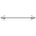 Polished silver industrial barbell earring with dual spike ends for body piercing - Style E-35mm