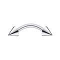 Silver curved piercing jewelry with dual spike design in polished stainless steel - Style G-8mm
