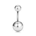 Sleek silver stainless steel belly button ring with polished double bead design - Style N