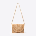 Borsa a tracolla in iuta tessuta a mano marrone chiaro naturale con design boho minimalista - Taglia unica / 28*3*21CM / Naturale (ES250019)