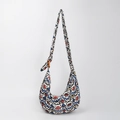 Bohemian crescent hobo bag with geometric patterns and wooden ring strap detail - Colorful Totem Geometric (ES23001-3)