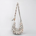 Bohemian canvas crossbody hobo bag with Egyptian cat print and knotted ring strap - Egyptian Cat Bastet Print (ES23001-4)
