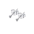 Minimalist silver round bead stud earrings in high-polished stainless steel metal - Style A Round Ball Stud / Steel