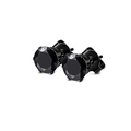 Paar minimalistische schwarze Ohrstecker mit rund geschliffenen schwarzen Zirkonia-Steinen - Schwarz Zirkonia Krallenfassung Stil (Stil C)