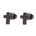 Paar minimalistische schwarze Edelstahl-Ohrstecker in Kreuzform mit Schmetterlingsverschluss - Schwarz Kreuz Stil (Stil G)