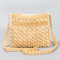 Borsa a tracolla fatta a mano con perline di legno color crema e sacchetto interno - 27*2.5*23CM / Giallo Terra