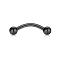 Bananen-Piercing Schmuck in Schwarz PVD Finish für Augenbrauen oder Ohren - Gebogener Kugel-Barbell / 1.2x6x3mm / Schwarz