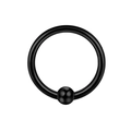 Schwarzer Klemmkugelring aus poliertem Edelstahl für Lippen-, Nasen- und Ohrenpiercings - Klemmkugelring / 1.2x6x3mm / Schwarz