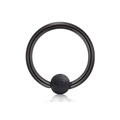 Klassischer schwarzer Chirurgenstahl-Piercingring mit matter Kugel für Nase und Ohr - Matte Kugel Ring (J-Stil) / 1.2x6x3mm / Schwarz