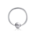 Poliertes silbernes Piercing-Ring-Design mit einer mattierten Metallperle als Akzent - Matte Kugel Ring (J-Stil) / 1.2x6x3mm / Silber
