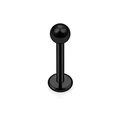Eleganter schwarzer Labret-Stecker aus Edelstahl mit Kugel und flacher Basis für Piercings - Kugel-Labret-Stecker / 1.2x6x3mm / Schwarz