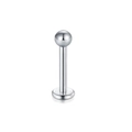 Polierter silberner Labret-Stecker aus Edelstahl mit Kugel und flacher Basis - Kugel-Labret-Stecker / 1.2x6x3mm / Silber