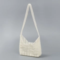 Bolso de hombro artesanal de perlas blancas para mujer con estilo elegante y minimalista - Blanco Crema (BB250007)