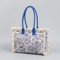 Sac fourre-tout bohème à motif paisley avec franges bleues et anses rondes - 39*15*32cm / Style Paisley Bleu (BY8320)