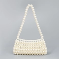 Handgefertigte cremefarbene Perlen-Schultertasche mit elegantem Netzmuster und Griff - 22*3*11CM / Perlweiß-Stil (BB250016)