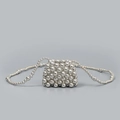 Handmade silver beaded hollow crossbody bag featuring high-polish metallic spheres - 11*4*8CM / Silver (BB250017)