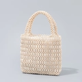 Sac à main artisanal en perles ivoire avec anses arquées et motif texturé vintage - Taille unique / 19.5*4.5*18.5CM / Ivoire