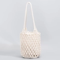 Borsa a secchiello in macramè bianco crema fatta a mano con fodera per le vacanze - 23*15*27CM / Bianco Beige (Con Borsa Interna)