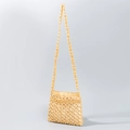 Borsa a tracolla fatta a mano in perline di legno con design a rete e fodera beige - 27*2.5*23CM / Giallo Terra