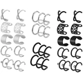 24-piece titanium steel ear cuff set in silver and black for non-pierced ears - Multi-style Combination Set / Multicolor