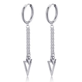 Silver drop earrings with double chains, cone and triangle charms in punk style - Double Chain Cone Inverted Triangle Combo Style
