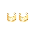 Golden wave pattern hollow ear cuffs set with polished C-shaped open design for non-pierced ears - Gold Hollow Wave Pattern (A)