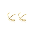 12-piece gold ear cuff set with minimalist double-layer cross design in polished metal - Gold Geometric Cross X-Shape (B)