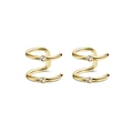 Golden double spiral ear cuff set with sparkling clear crystals in a minimalist design - Gold Double Layer Spiral Rhinestone (D)