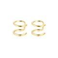 Golden double layer spiral cuff earrings with polished finish for non-pierced ears - Double-line Design / Style B Gold