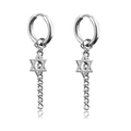 Silver hoop earrings with chain and hollow star pendant in punk minimalist style - Hollow Hexagram Long Chain Style