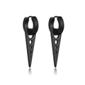 Matte black triangular dangle earrings with four circular hollows and hoop closure - Black Geometric Triangle Dangle (Style 11)