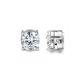 Pendientes magnéticos plateados con circonitas redondas en engaste clásico de 4 puntas - Botón de zirconia redondo de 4 garras (Estilo B)