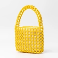 Bolso de cuentas de madera amarillas hecho a mano con forro blanco para vacaciones - 18*6*16CM / Amarillo Brillante