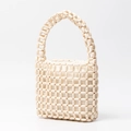 Bolso de cuentas de madera color crema hecho a mano con bolsa interior para vacaciones de verano - 18*6*16CM / Blanco Roto