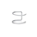 Minimalist double layer silver ear cuff with polished finish for non-pierced ears - Double Line Style / Silver