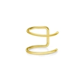 Minimalist double layer ear cuff in polished gold finish for non-pierced ears - Double Line Style / Gold