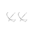 Minimalist silver cross X-shaped non-piercing ear cuff with a modern metal finish - Cross X-Shaped / Steel