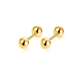 Minimalist golden spherical stud earrings with polished mirror finish on white background - Simple Ball Stud Earrings (Style B)