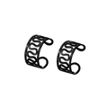 Pair of black matte wave design ear cuffs for non-pierced ears in stainless steel - Hollow Wave Style / Black