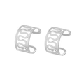 Minimalist silver wave pattern ear cuffs set in titanium steel for non-pierced ears - Hollow Wave Style / Steel