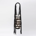 Handmade black woven mesh shoulder bag with white shell sequins and long tassels - Woven Shell Style (DY250008-1) / Black (DY250008-1)