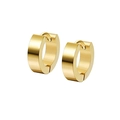 Pendientes de aro anchos minimalistas en acabado oro de 18K pulido con cierre de clip - Dorado