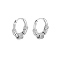 Silver hoop earrings with vintage relief pattern and small ring detail in a punk style - Style D-Vintage Carved