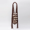 Handmade dark brown woven crochet shoulder bag with seashell sequins and tassels - Woven Shell Style (DY250008-3) / Dark Brown (DY250008-3)