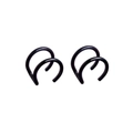 Pair of black non-pierced U-shaped ear cuffs and lip rings in titanium steel - Double Row U Style / Black