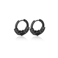 Men's black stainless steel hoop earrings with dragon pattern and vintage gothic design - Vintage Dragon Pattern Hoop (Style D) / 1 Piece
