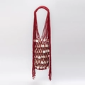 Dark red woven net bag with white shell accents and boho fringe for beach vacations - Woven Shell Style (DY250008-4) / Deep Red (DY250008-4)